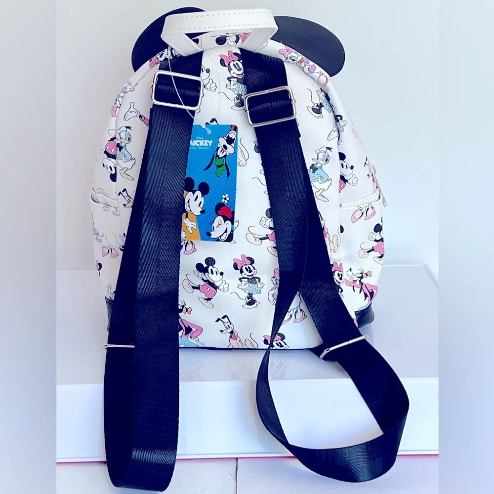 Adorable Multicolored Mickey Mouse & Friends Backpack with Iconic Ears. NWT.